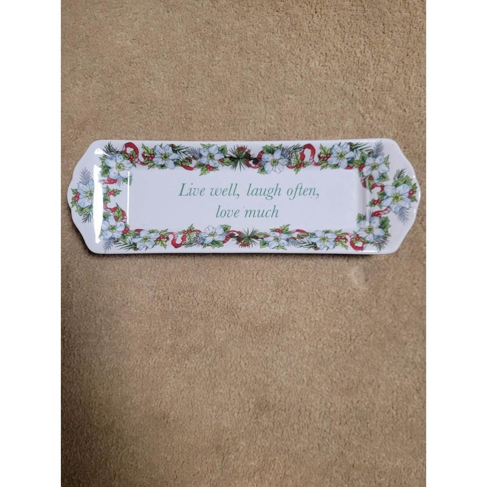 Spode Holidays Vintage Live Well Laugh Often Love Much Holiday Trinket Tray 2007